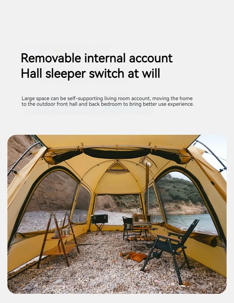 Naturehike Dunes 10.9 Camping Tent 6 People 4 Seasons Dome Extended Canopy Outdoor Waterproof Large Space Tent With Chimney Hole