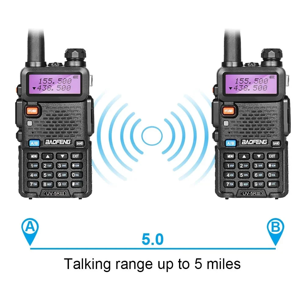 2pcs BAOFENG UV-5R 5W 8W High Power Dual Band Two Way Radio Long Range Handheld Portable Walkies Talkies For Hunting