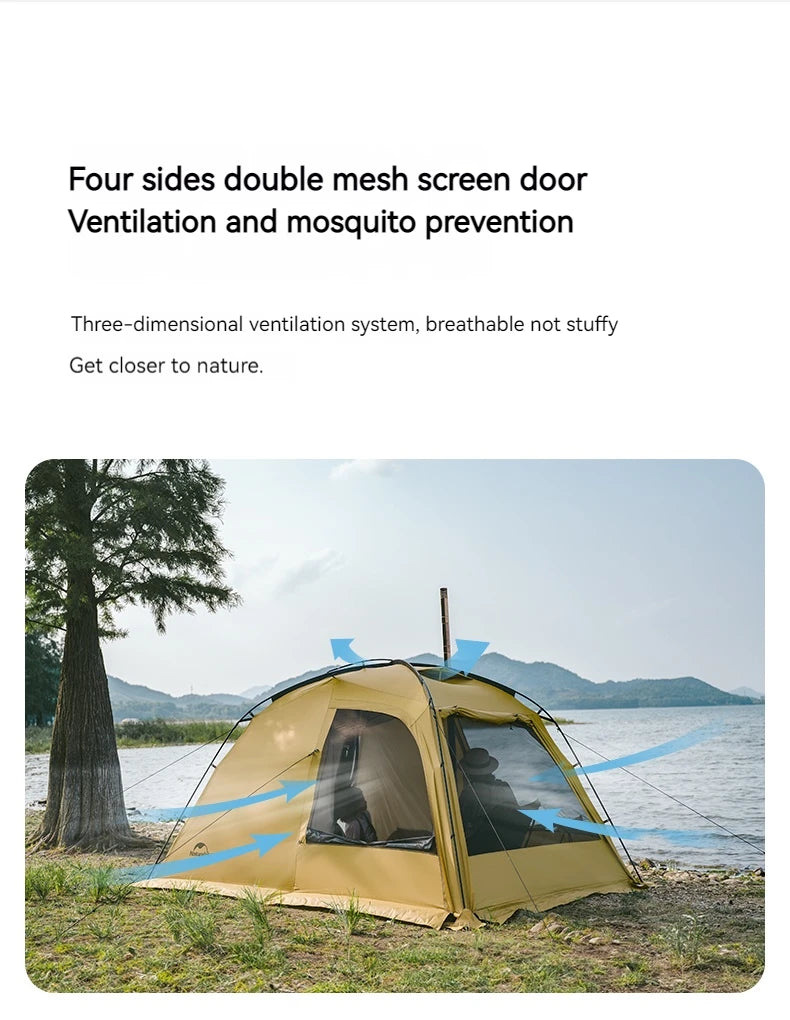 Naturehike Dune 7.6 Camping Tent 2 People 4 Season Tent Ultralight PU2000mm Outdoor Travel iking Tent With Chimney Screen Window