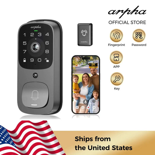 Arpha Smart Door Lock AL501 6 in 1 WiFi Smart Door Lock with Video Doorbell & Fingerprint 32GB Keyless Entry Digital Keypad