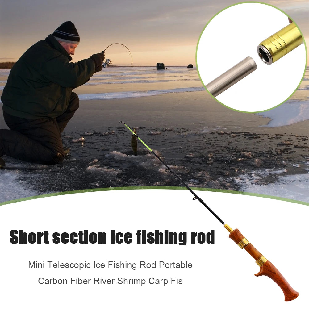 62cm Winter Ice Fishing Rod Portable Carbon Casting Carp Fishing Pole Tackle Compression Resistance Outdoor Fishing