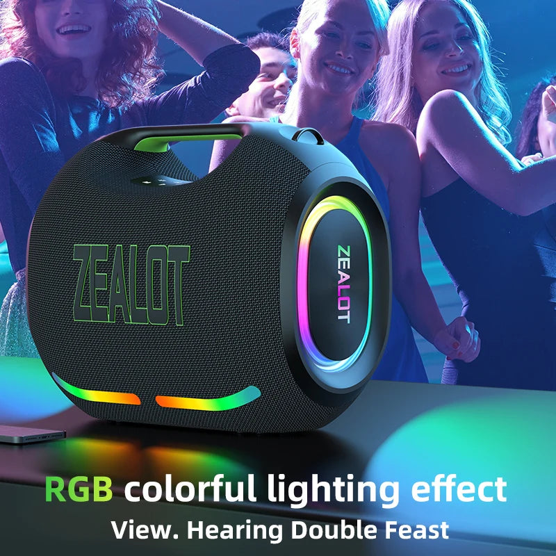 ZEALOT ZE21 250W Wireless Speaker, Outdoor Portable, 48000mAh Long Battery, With RGB Color Lights, Up To 18 Hours Of Play Time.