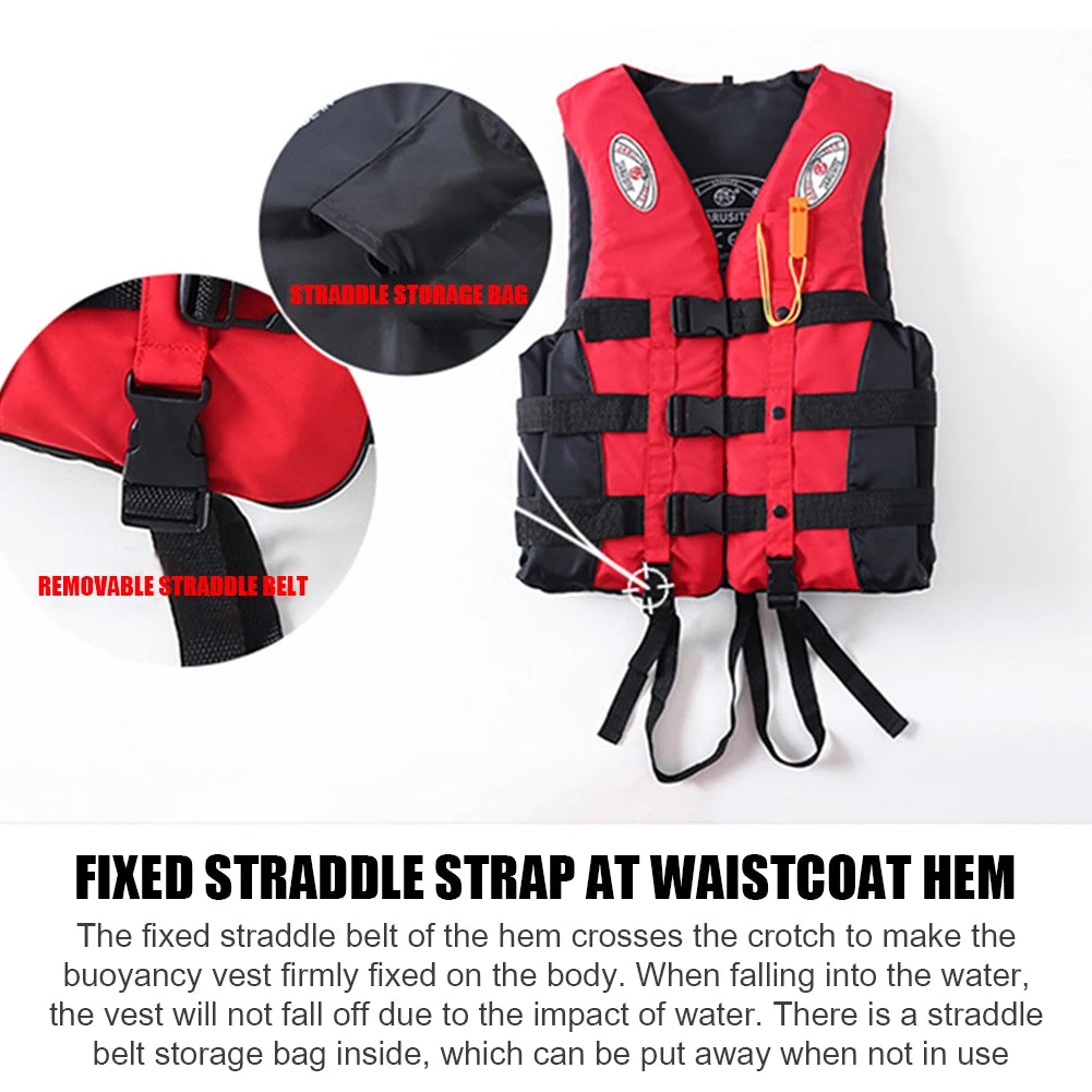 Snorkeling Boating Drifting Life Jacket Water Sports Safety Fishing Surfing Swimming Buoyancy Life Vest for Kids Adults Red