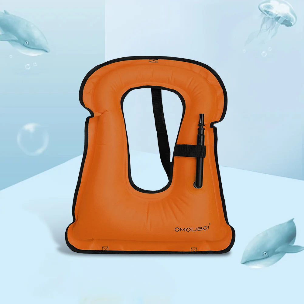 Inflatable Snorkeling Vest Adjustable Inflatable Buoyancy Vest Floating Life Vest for Snorkeling Swimming Kayaking Boating