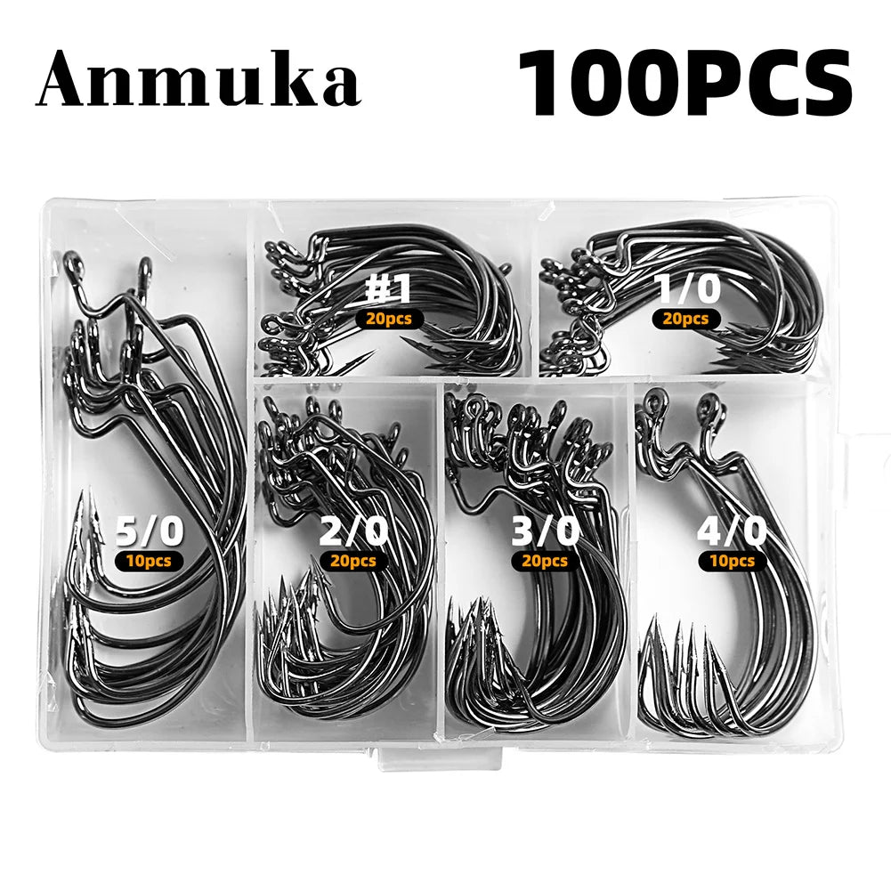 100PCS/Box Barbed FishHooks High Carbon Steel Carp Fishhook Fishing Barbed Hooks for Freshwater Saltwater Fishing Accessories