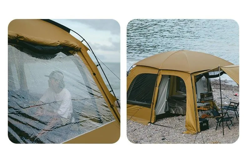Naturehike Dunes 10.9 Camping Tent 6 People 4 Seasons Dome Extended Canopy Outdoor Waterproof Large Space Tent With Chimney Hole