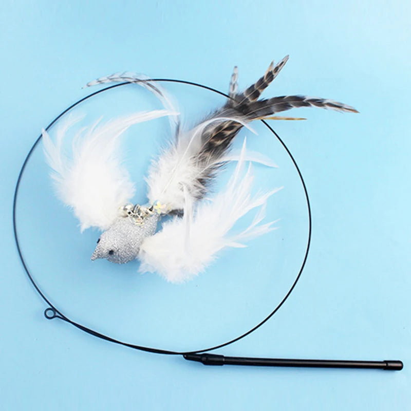 Pet Head Rod Wire Toys Cat Cat Funny Interactive Cat Accessories Stick Replaceable Bell Fish Fishing Feather Funny Rod Teaser