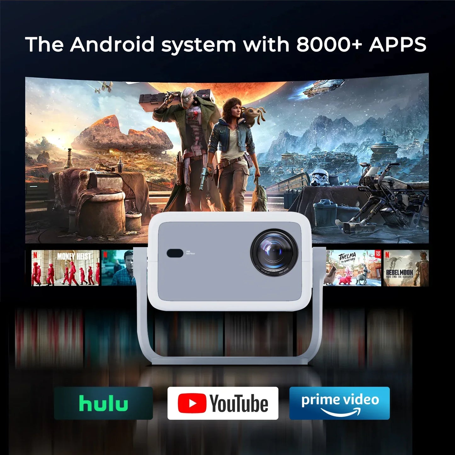 LynCast 4K L018 Projector 800ANSI Native 1080P Auto Focus & Keystone 360° Rotate Android 11 BT5.2 WIFI6 Portable Home Theater