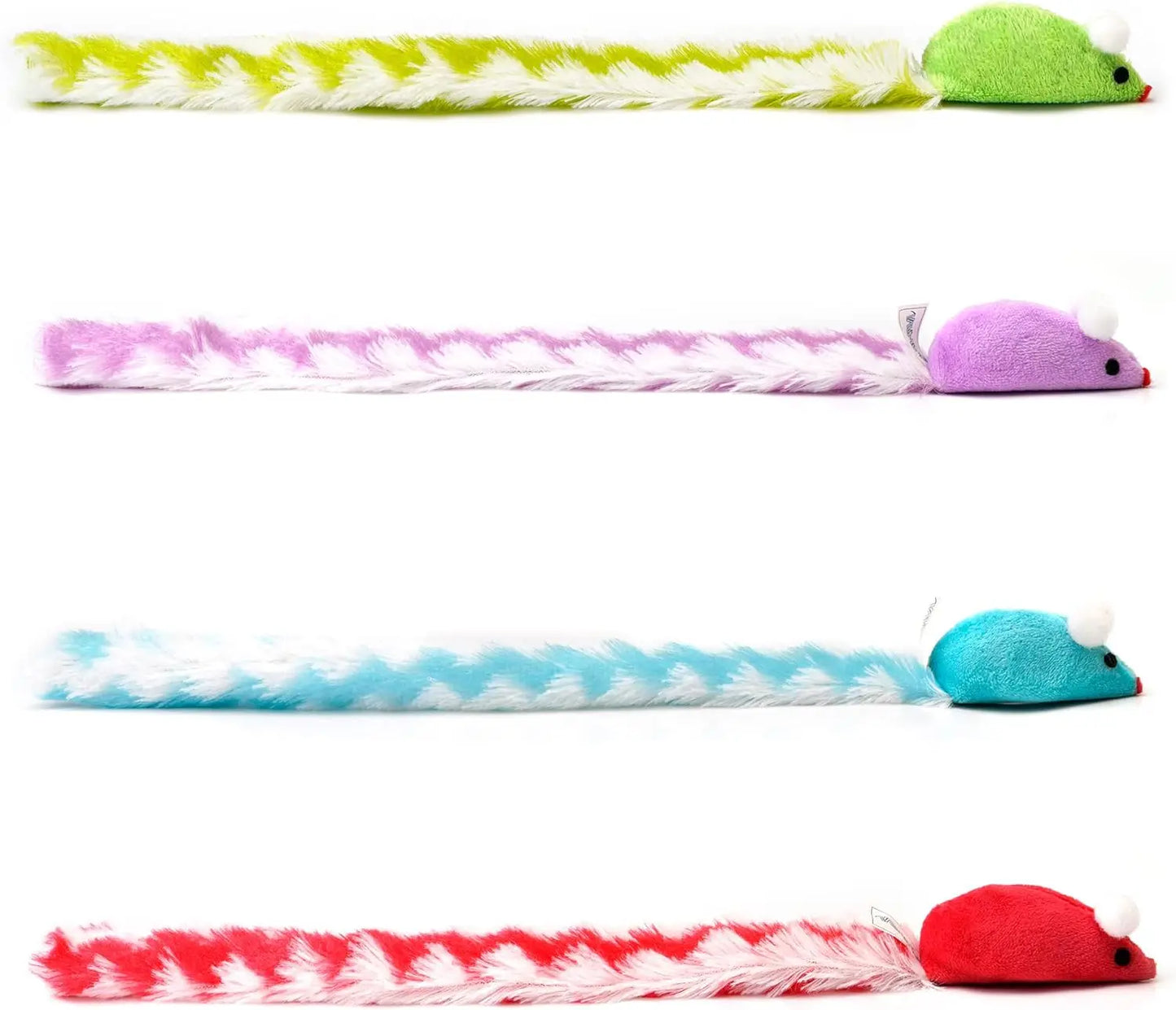 4 Packs 15 Inch Long Soft Plush Cat Toys Mice with Bell Rustle Sound Small Mouse Activity Interactive Toy