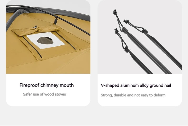 Naturehike Dune 7.6 Camping Tent 2 People 4 Season Tent Ultralight PU2000mm Outdoor Travel iking Tent With Chimney Screen Window