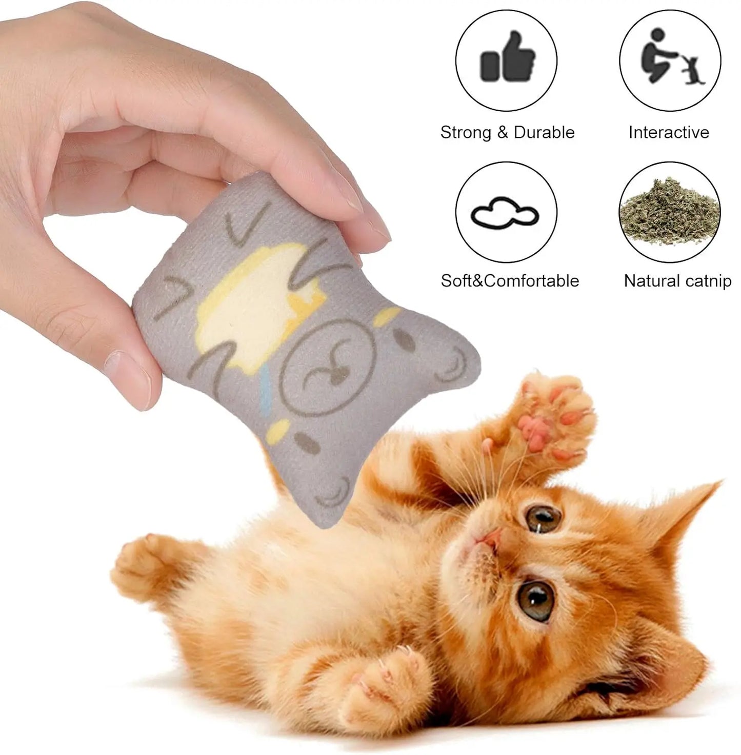 Cat Bite Toys Indoor Cat -5 Plush Cat Bite Toys Interactive Cat Bite Stuffed Cat Toys Soft Pet Toys (Animal Shape)