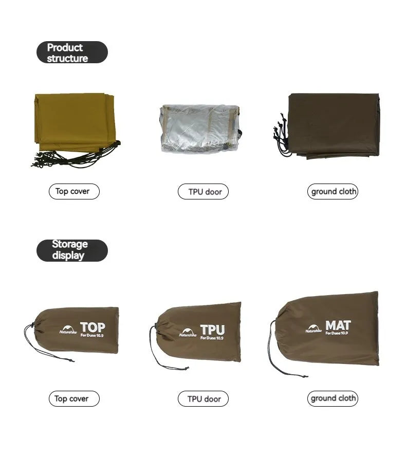 Naturehike Dunes 10.9 Camping Tent 6 People 4 Seasons Dome Extended Canopy Outdoor Waterproof Large Space Tent With Chimney Hole