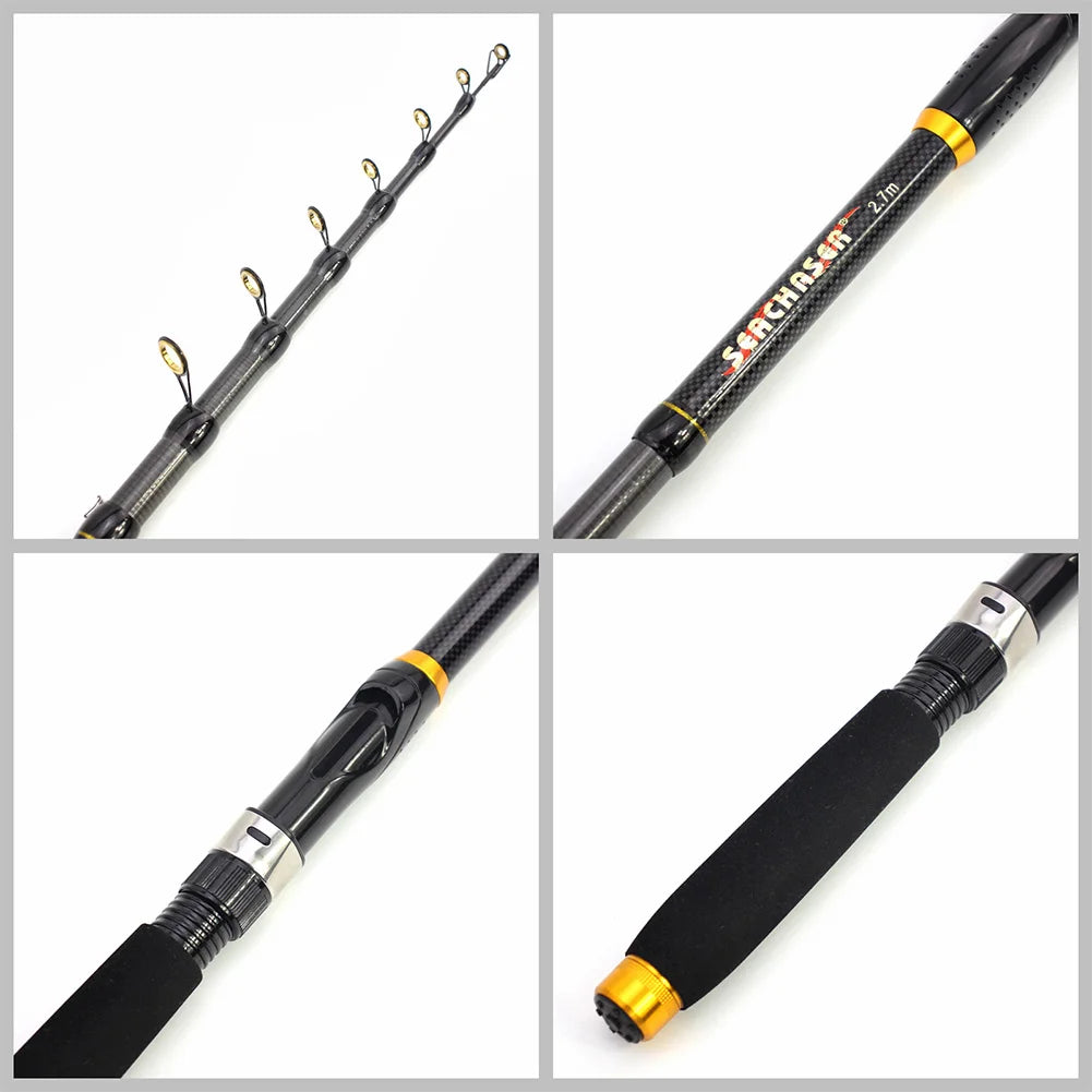 1.8m/2.1m Fishing Rod Portable Ultra Short Sea Rod Carbon Shrink Mini Long Casting Fishing Accessories Carbon Fiber Material