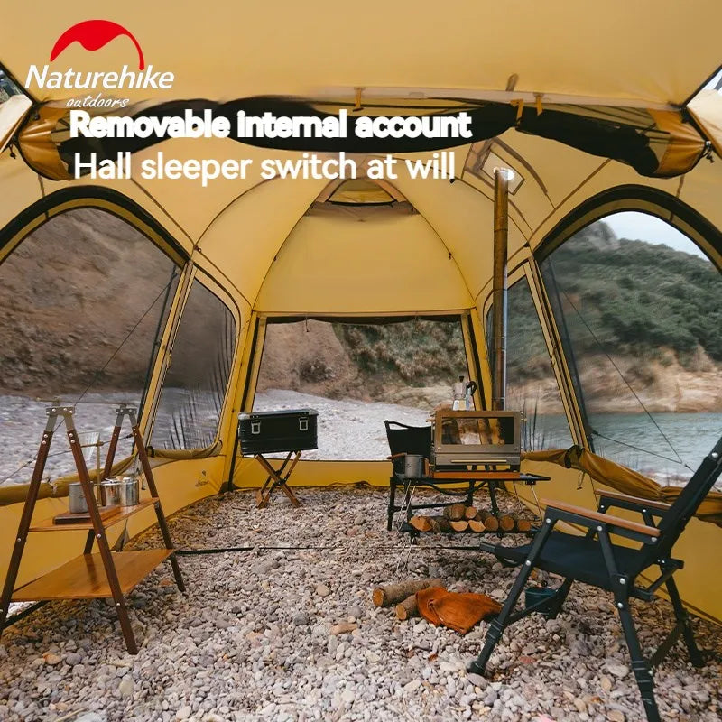 Naturehike Dunes 10.9 Camping Tent 6 People 4 Seasons Dome Extended Canopy Outdoor Waterproof Large Space Tent With Chimney Hole