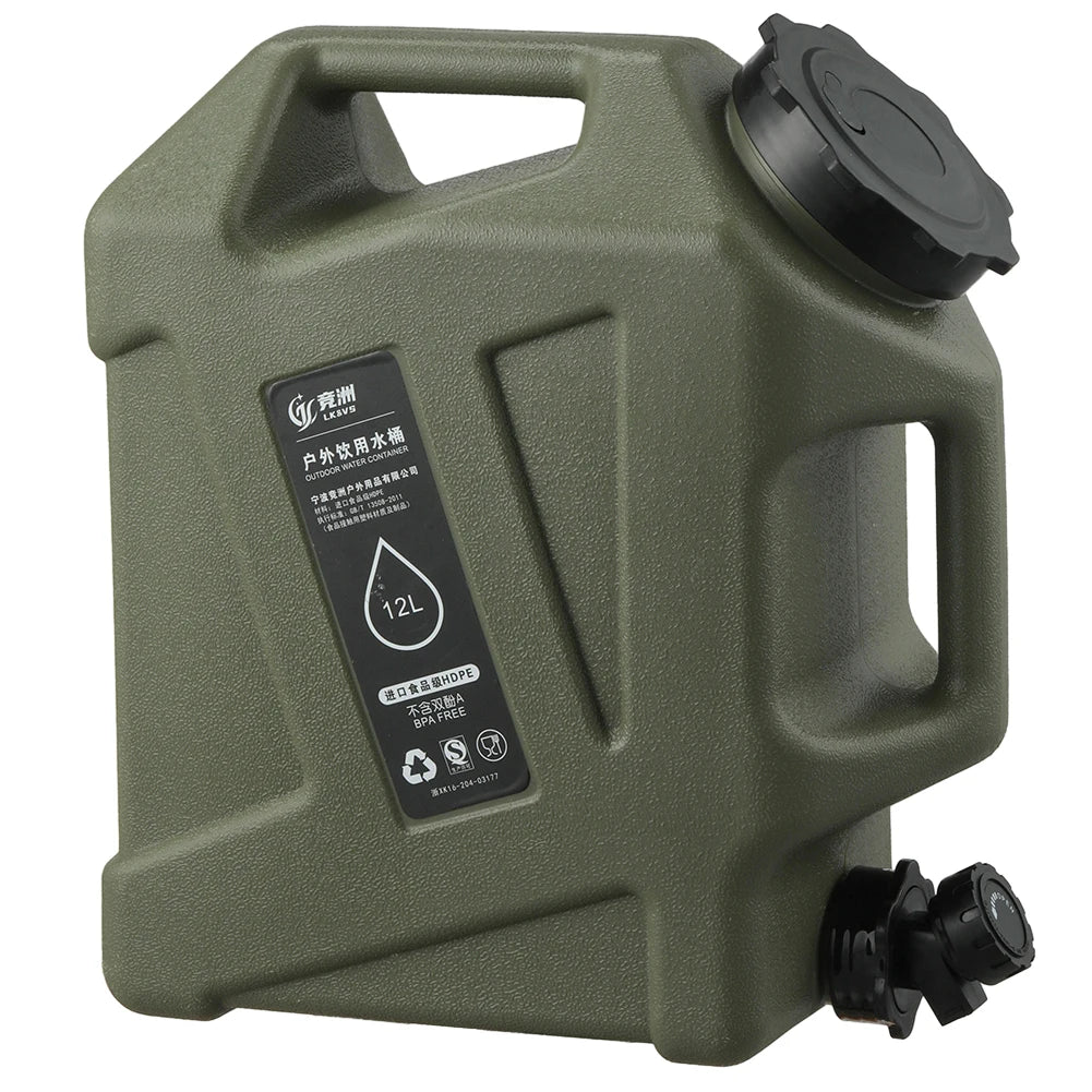 12L Camping Water Container Large Capacity No Leakage BPA Free Camping Water Tank for Camping Hiking