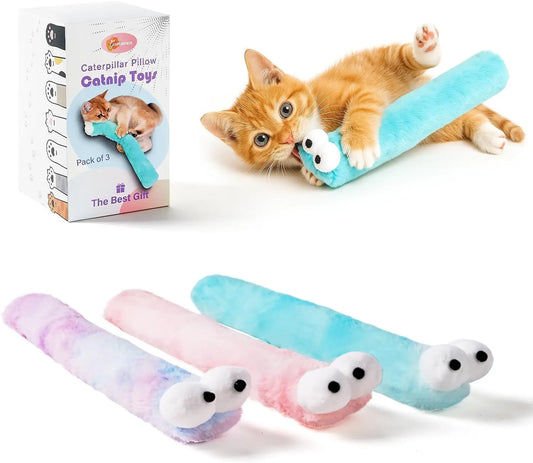 Cat Toys Pillows,3 Pack, Catnip Inside,Soft and Durable Kick Sticks with Crinkle Sound, Interactive Indoor Kitten