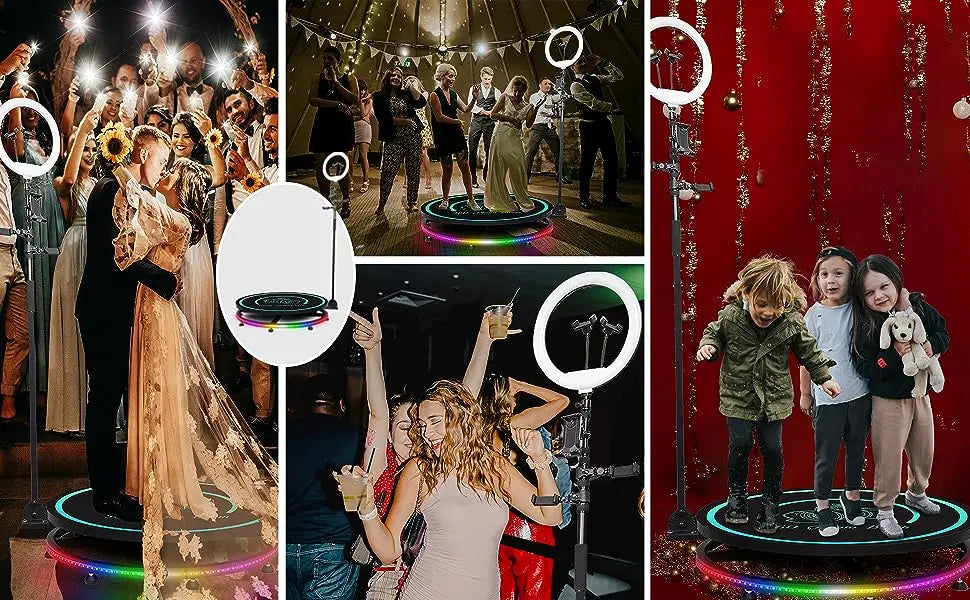 360 Photo Booth insta 360 Machine Camera APP Lights For Parties With Software Logo Customization Automatic 360 Spin Camera Booth