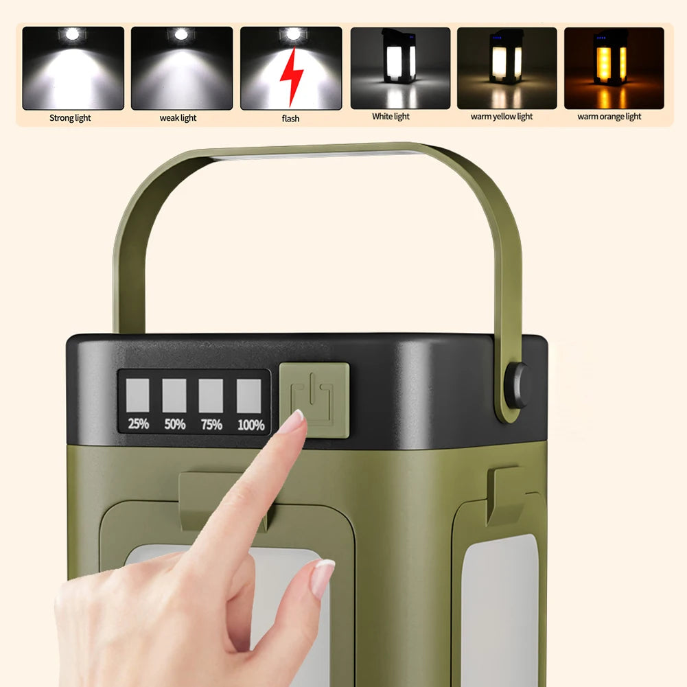 Foldable Camping Light Power Bank Rechargeable Lantern Solar Camping Lantern LED Tent Light for Camping Hiking Fishing