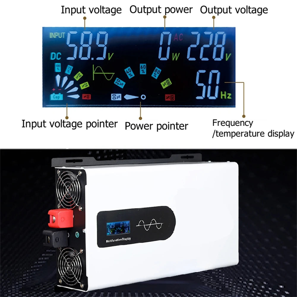 Pure Sine Wave Inverter 8KW 8000W DC 24V/48V/60V/72V To AC 110V/120V Off Grid Converter Solar System RV Vehicle