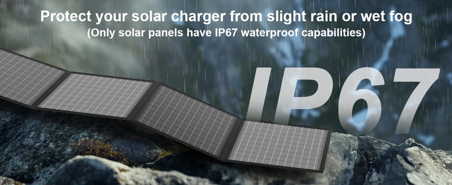 MHPOWOS Solar Battery Charger for Powerbank, 45W / 60W Foldable Portable Solar Panel with USB C, DC Output for Camping Phone