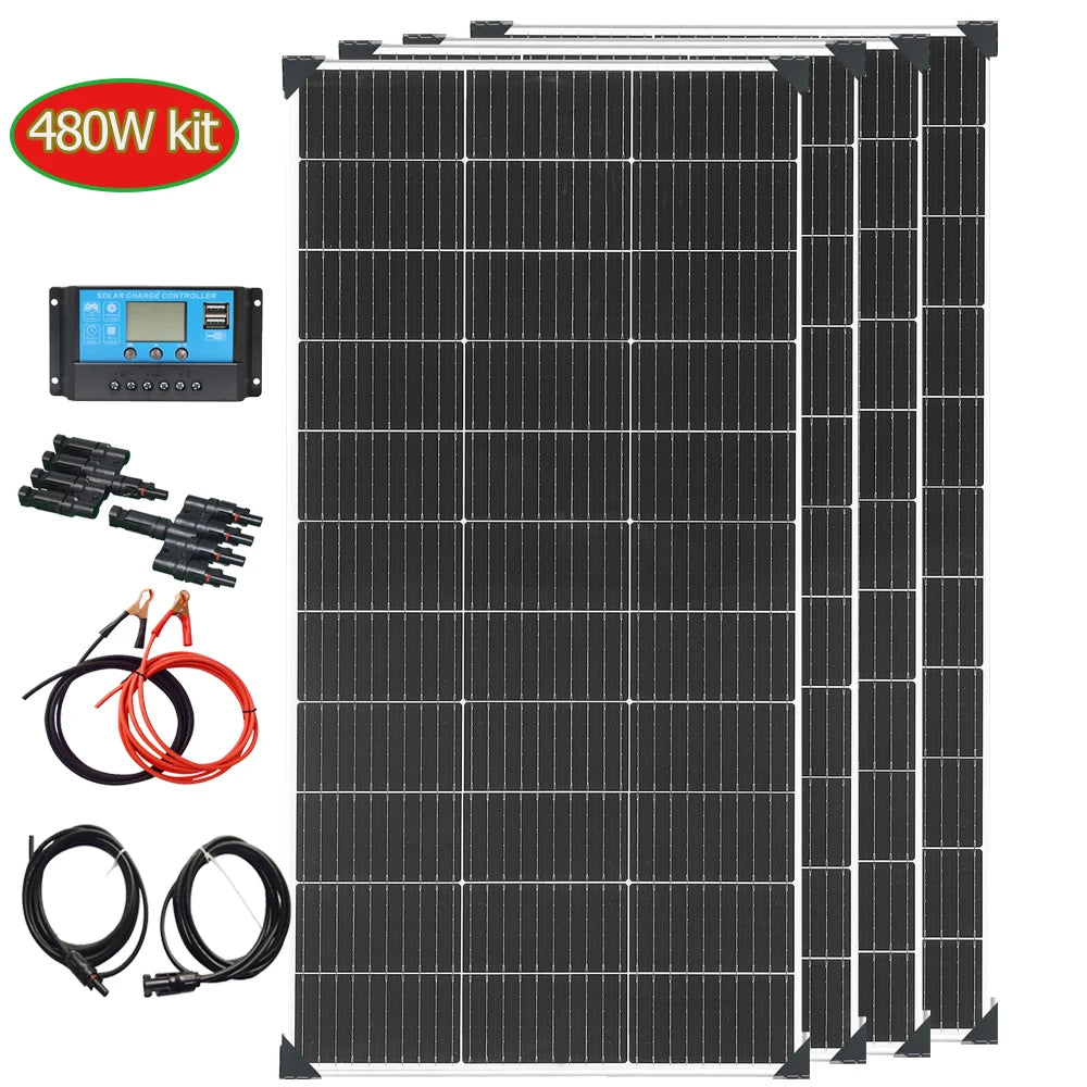 Rigid Solar Panel Battery Charger Modules 1200W 720W 600W 480W 360W 240W 120W Photovoltaic Panels 18V Monocrystalline cell