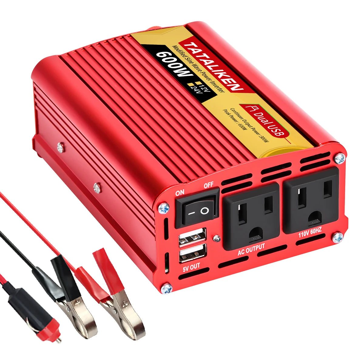 US Socket Inverters 12V/24V 60HZ 110V 600W 1500W 2000W 2500W, Portable Vehicle-Mounted Household Frequency Converter