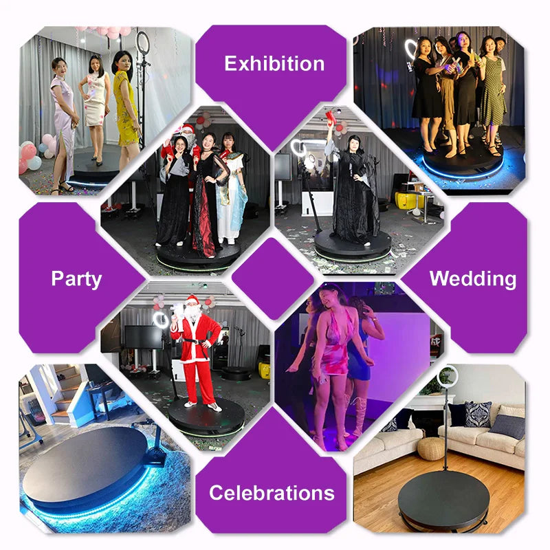 360 Photo Booth insta 360 Machine Camera APP Lights For Parties With Software Logo Customization Automatic 360 Spin Camera Booth