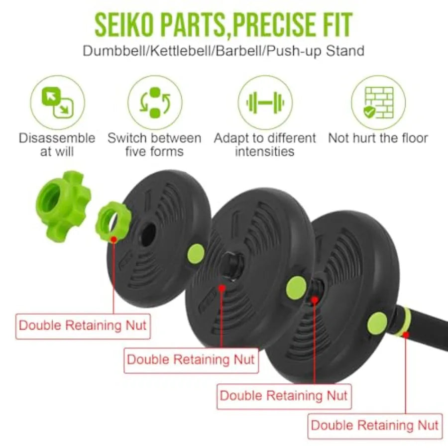 4-In-1 Adjustable Dumbbell Set for Home Gym - Steel Black with 4-in-1 Functionality: Dumbbell Barbell Kettlebell Push Up Stand