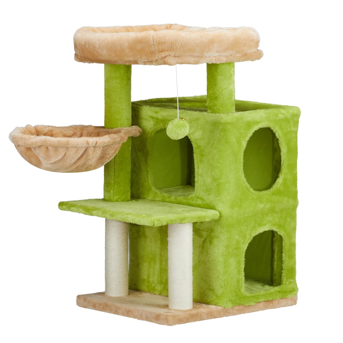 33 inch Cat Tree Cat Tower for Indoor Cats, Cat Activity Center Play House with Large Padded Perch, Hammock, 2-Tiered Condo, Scr