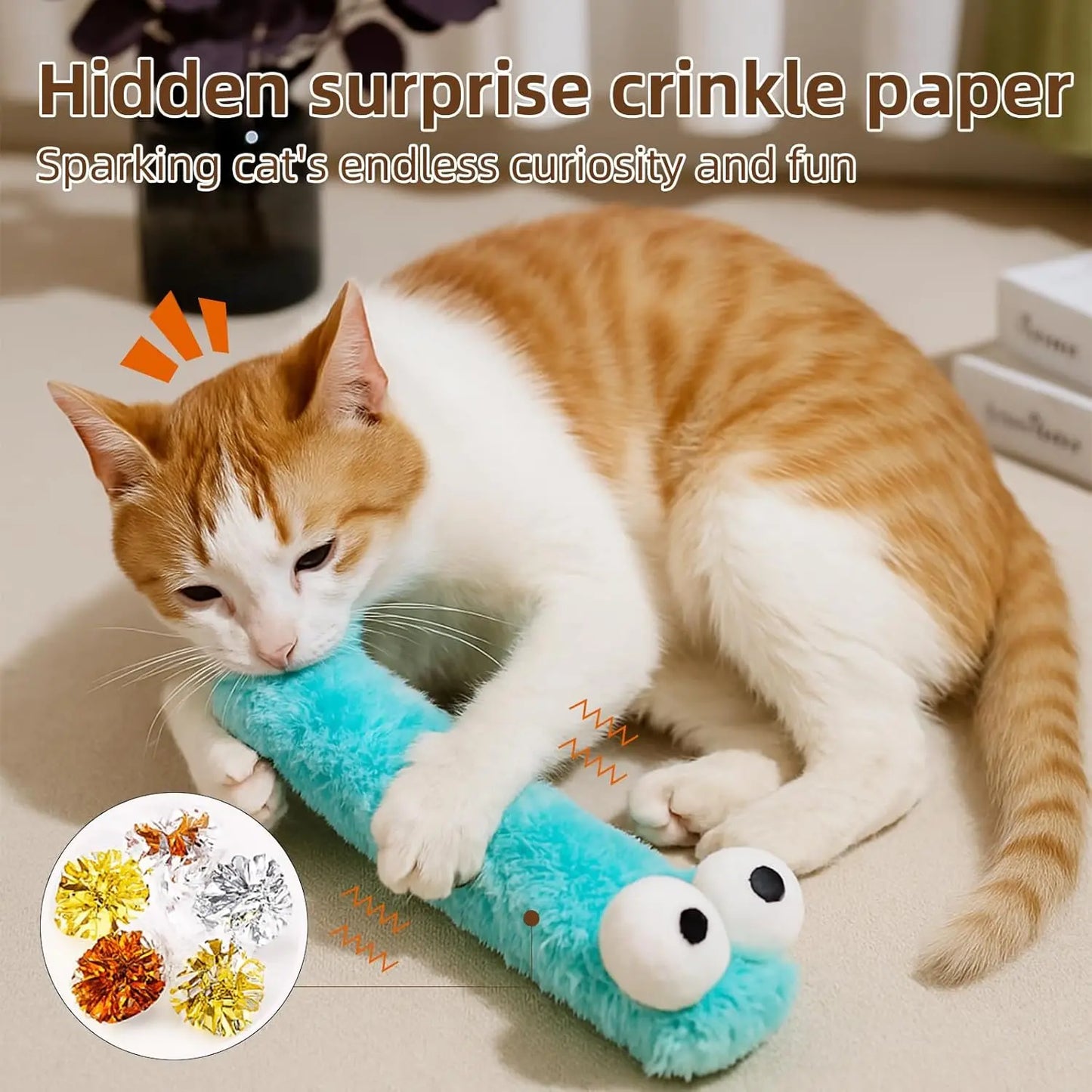 Cat Toys Pillows,3 Pack, Catnip Inside,Soft and Durable Kick Sticks with Crinkle Sound, Interactive Indoor Kitten