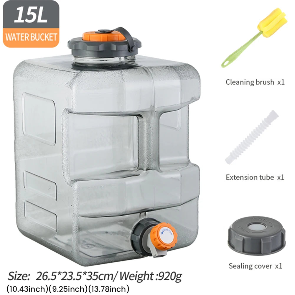 8L /12L /15L Camping Water Jug with Spigot Emergency Water Storage Portable Water Tank for Outdoor Hiking Camping Home Use