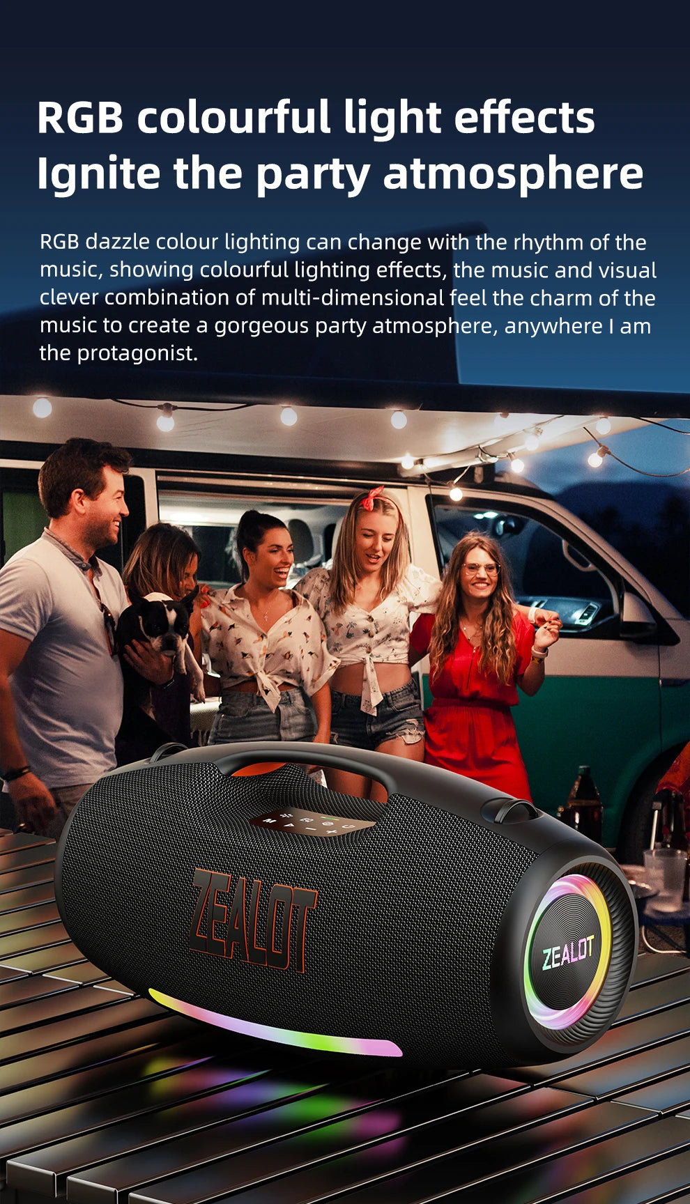 ZEALOT-S89 250W Waterproof Portable Loud Bluetooth Speaker, Wireless Outdoor Boombox SubwooferTriple Passive Radiators-Deep Bass