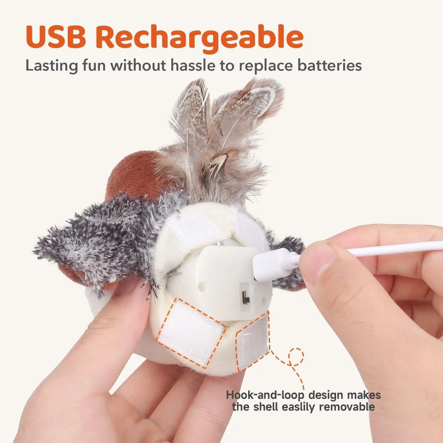 Cat toys can be charged to flap birds, with realistic chirping and touch activated interactive cat sports toys
