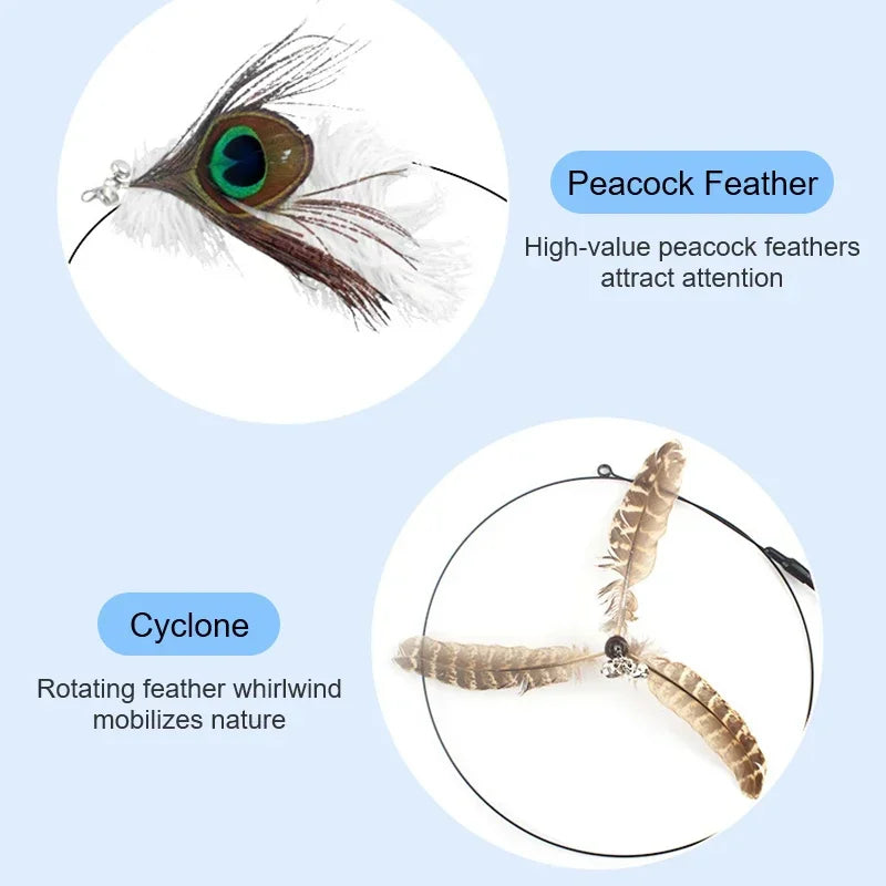 Pet Head Rod Wire Toys Cat Cat Funny Interactive Cat Accessories Stick Replaceable Bell Fish Fishing Feather Funny Rod Teaser