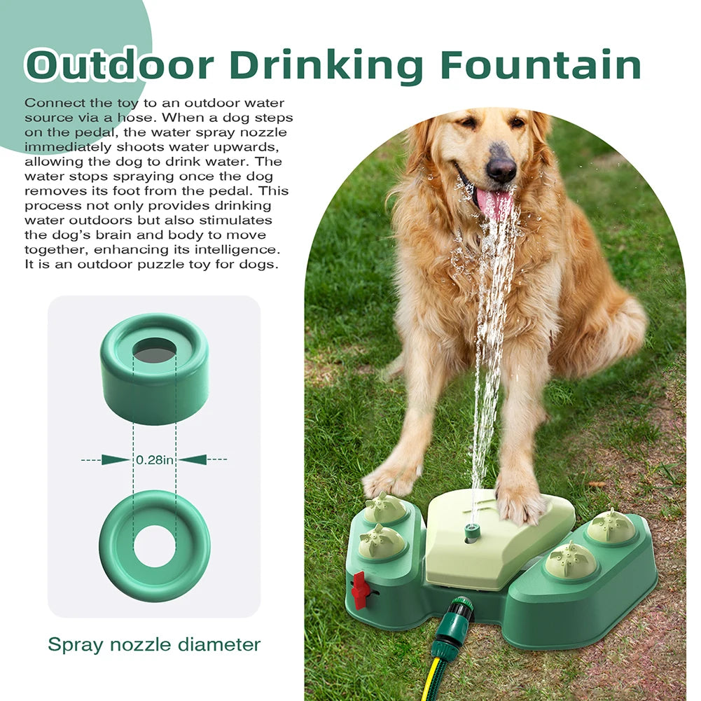 Dog Sprinkler Dog Water Fountain Adjustable Angle & Speed Dog Water Dispenser Toy BPA Free Pet Water Toy for Large Dog