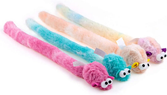 4 Packs 15 Inch Long Soft Plush Cat Toys Mice with Bell Rustle Sound Small Mouse Activity Interactive Toy