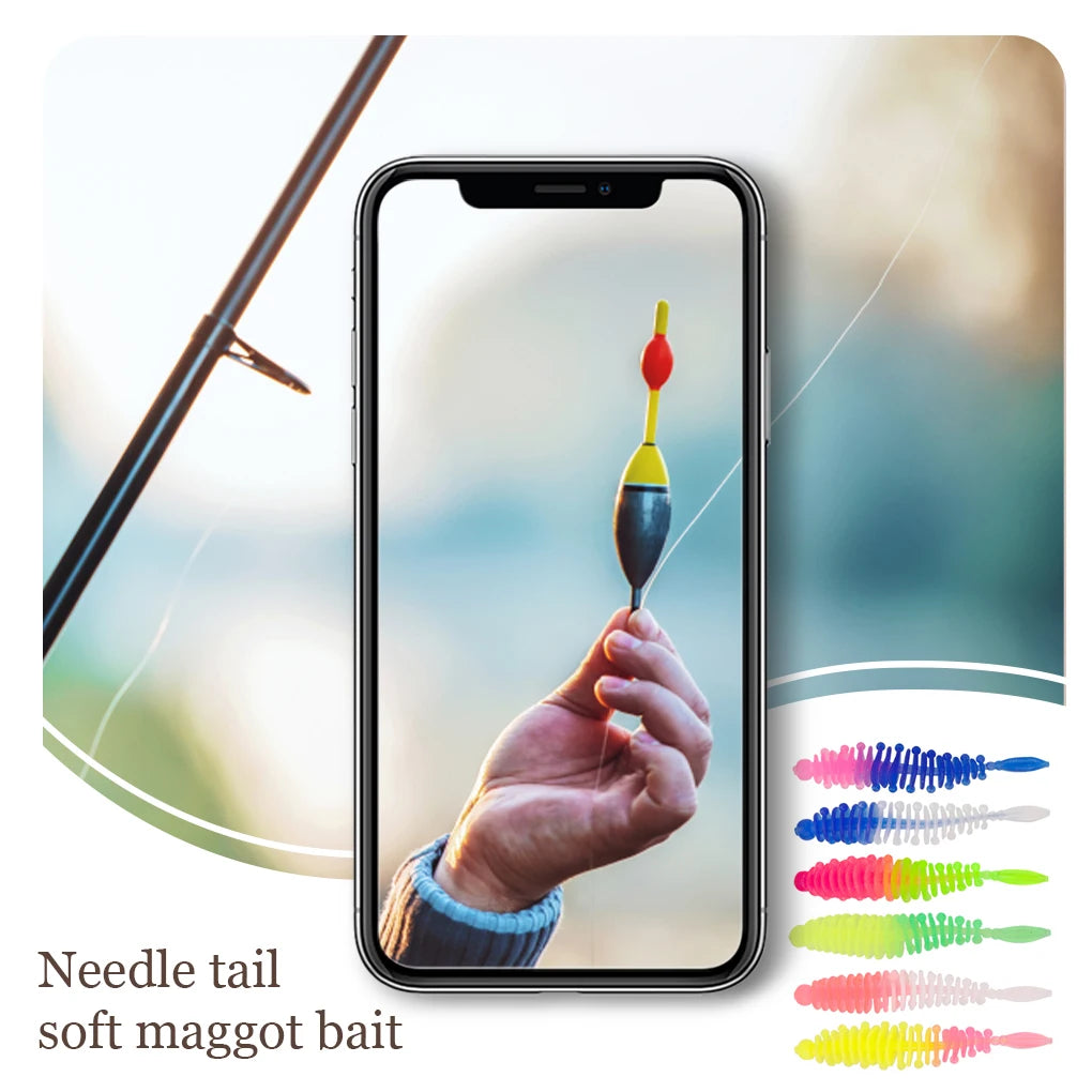 60pcs Fishing Lure Simulation Soft Bait Artificial Worms Goods Flexible Tools Supplies Attractive Baits Device