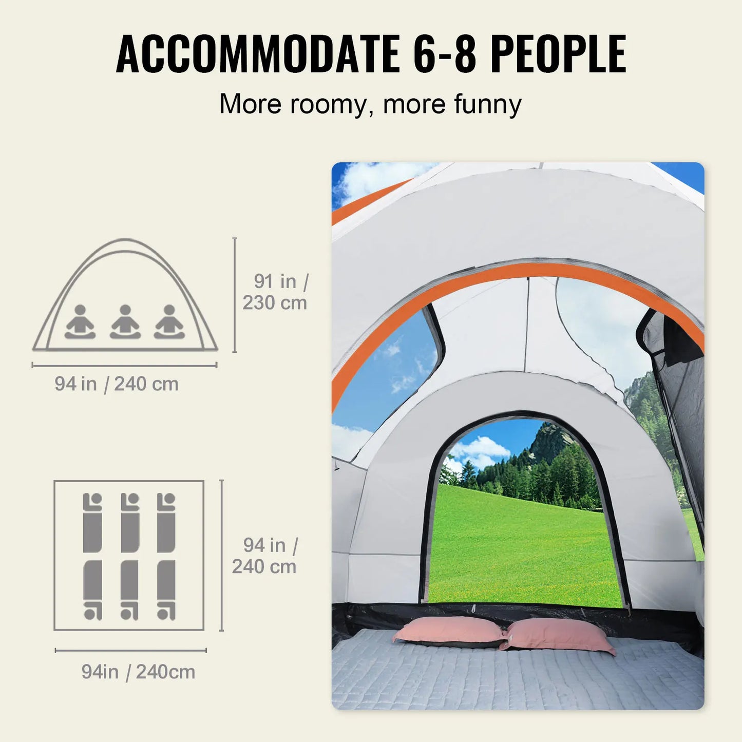 SucceBuy SUV Camping Tent 8'-8' SUV Tent Attachment for Camping with Rain Layer and Carry Bag PU2000mm Double Layer Truck Tent