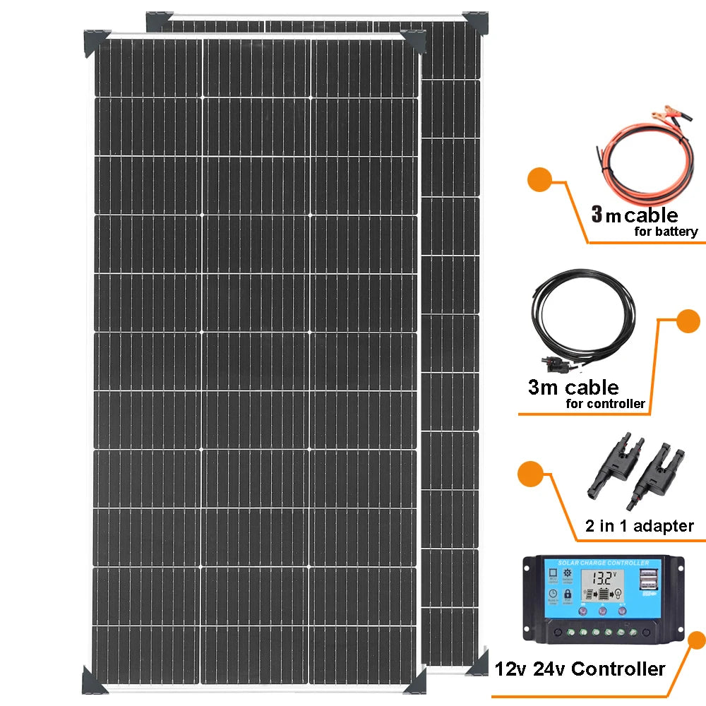 Rigid Solar Panel Battery Charger Modules 1200W 720W 600W 480W 360W 240W 120W Photovoltaic Panels 18V Monocrystalline cell