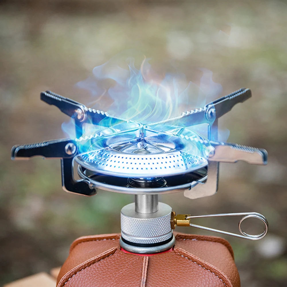 Portable Outdoor Camping Gas Stove with Adjustable Flame Small Lightweight Stove with Storage Bag for Hiking and Climbing