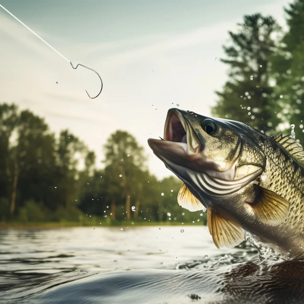 100PCS/Box Barbed FishHooks High Carbon Steel Carp Fishhook Fishing Barbed Hooks for Freshwater Saltwater Fishing Accessories