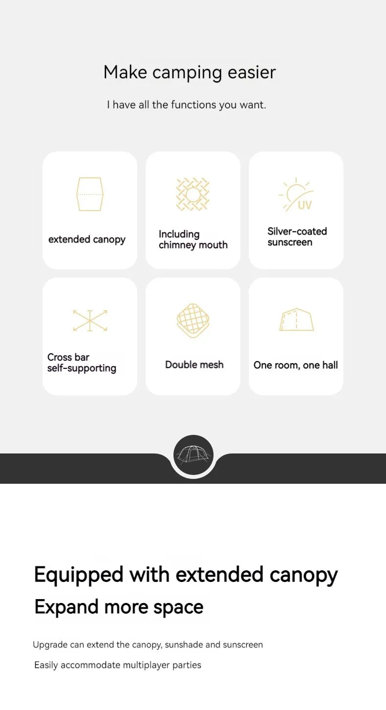 Naturehike Dunes 10.9 Camping Tent 6 People 4 Seasons Dome Extended Canopy Outdoor Waterproof Large Space Tent With Chimney Hole