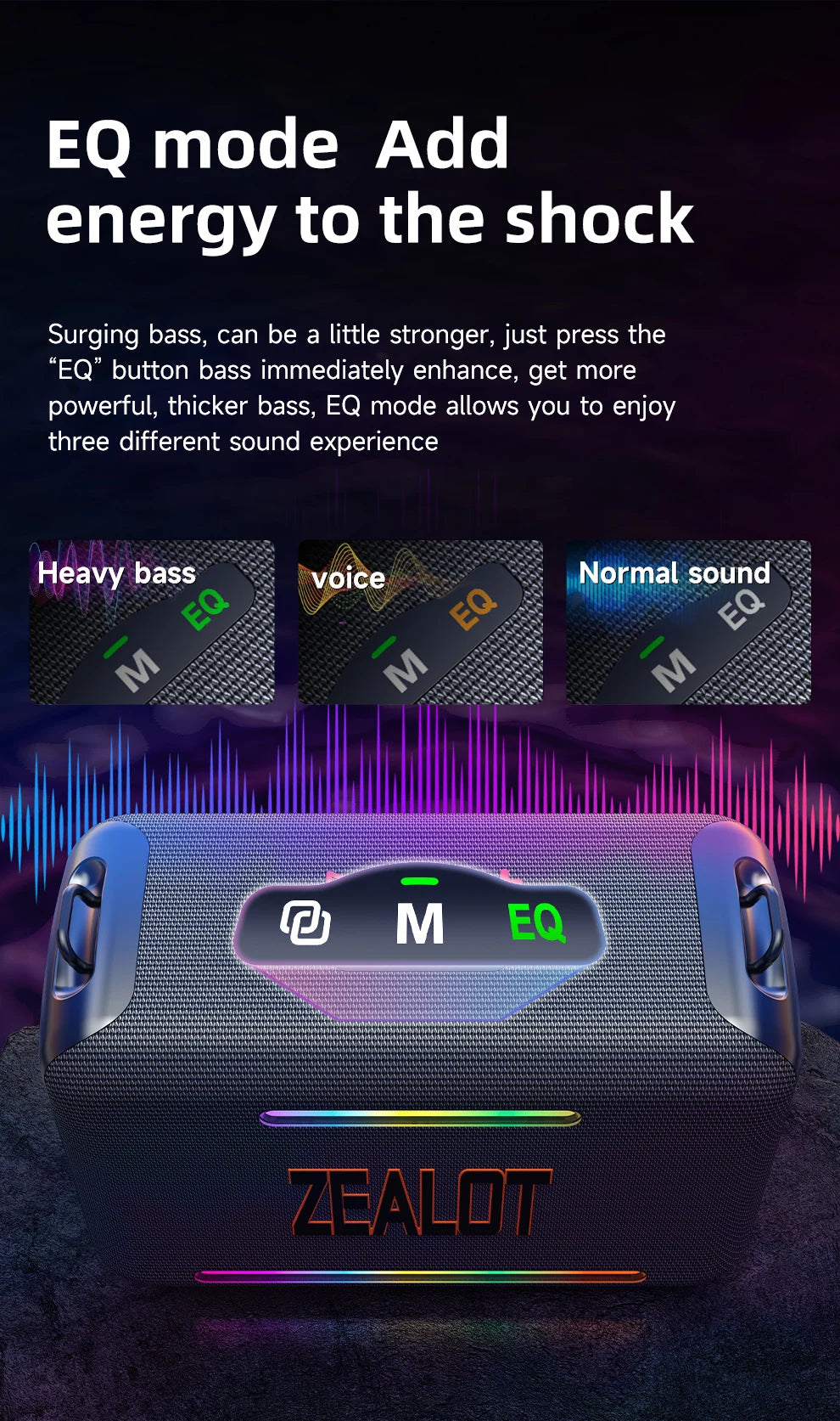 ZEALOT-S95 120W Waterproof Portable Loud Bluetooth Speaker, Wireless Outdoor Boombox SubwooferTriple Passive Radiators-Deep Bass