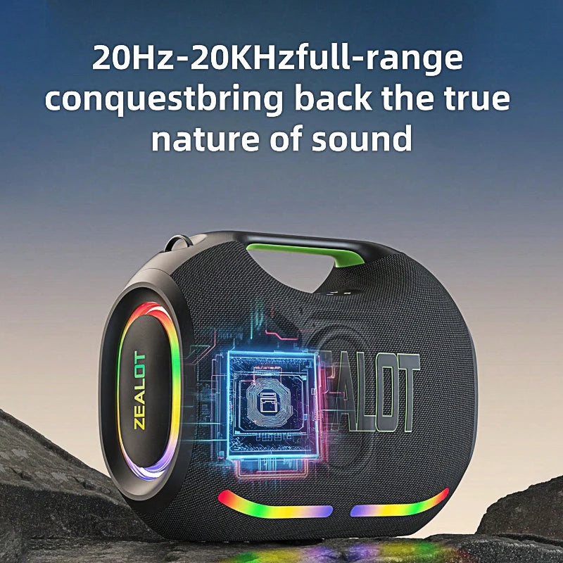 ZEALOT ZE21 250W Wireless Speaker, Outdoor Portable, 48000mAh Long Battery, With RGB Color Lights, Up To 18 Hours Of Play Time.