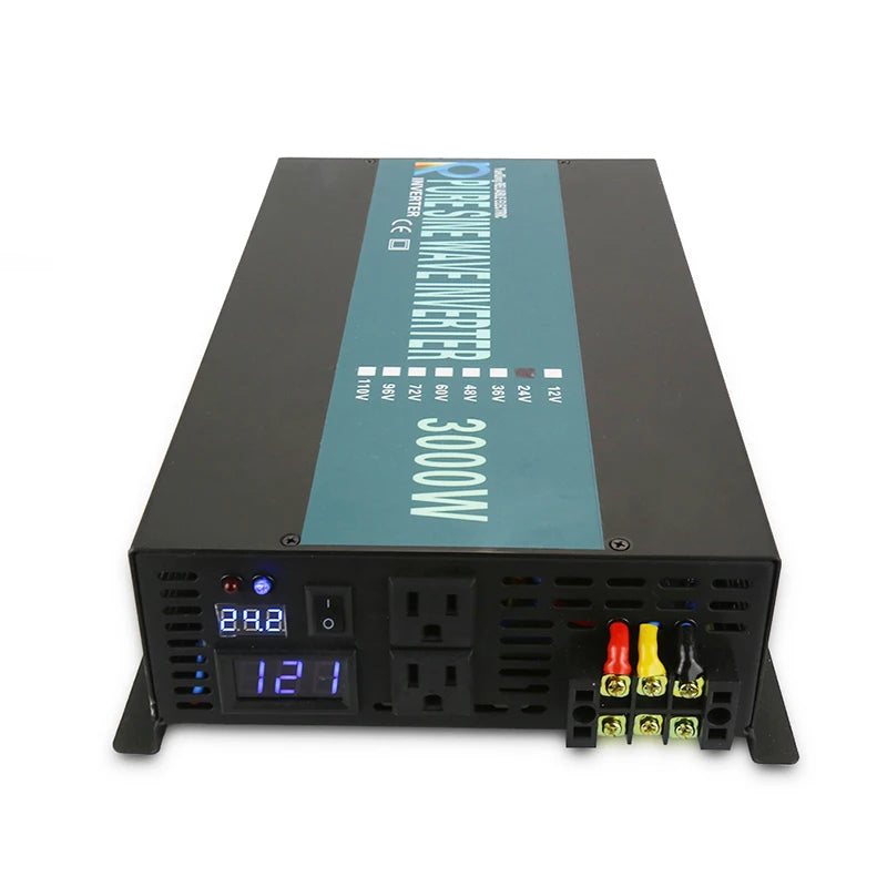 Pure Sine Wave Inverter 3000W Solar Panel Generator Power Supply Voltage Converter 12V/24V/48VDC to 100/110/120V/220V/230/240VAC