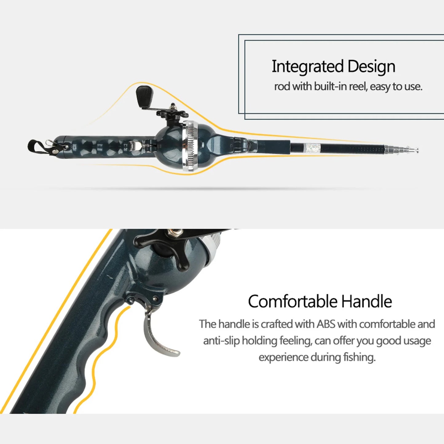 Fishing Accessory Fishing Pole Lightweight Plastic Folding Integrated Fishing Rod and Enclosed Reel Tackle Accessory Fishing Rod