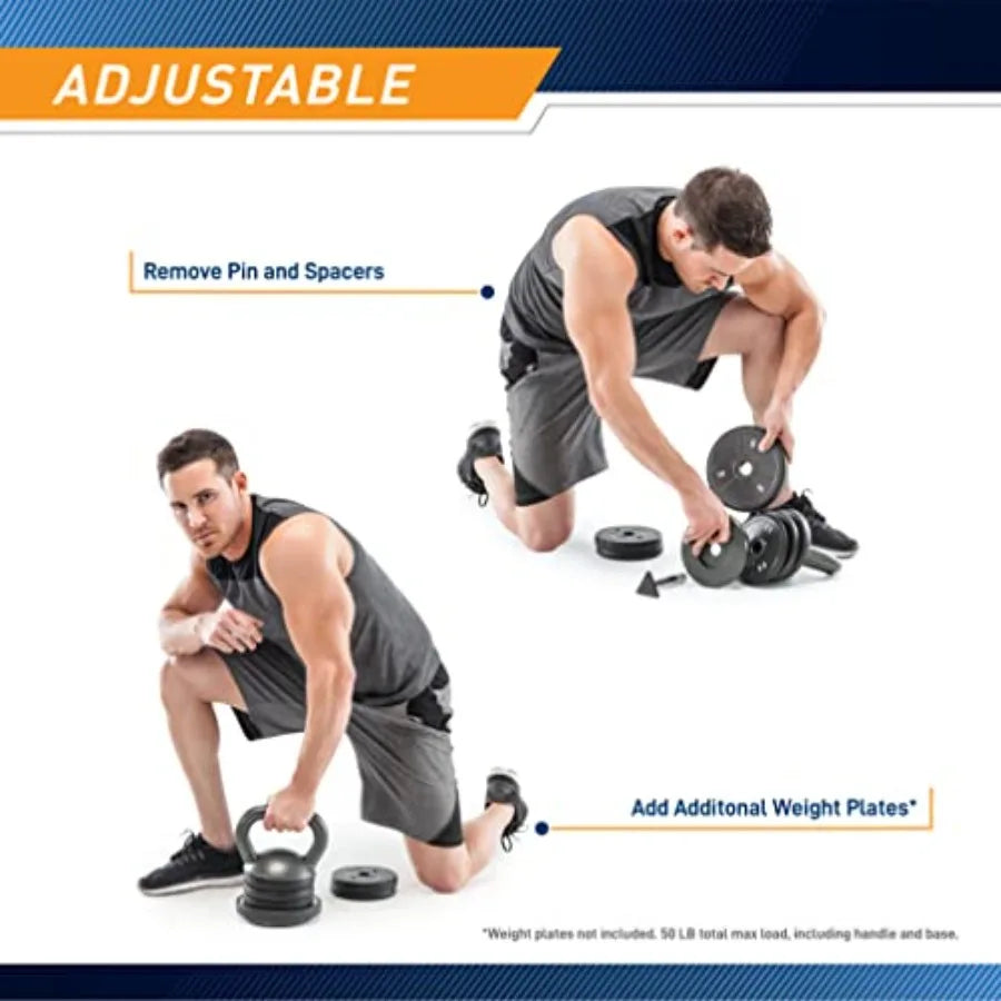 Adjustable Heavy-Duty Kettlebell for Strength Training and Weightlifting Cast Iron Grey Ideal Home Gym Equipment APKB-5009
