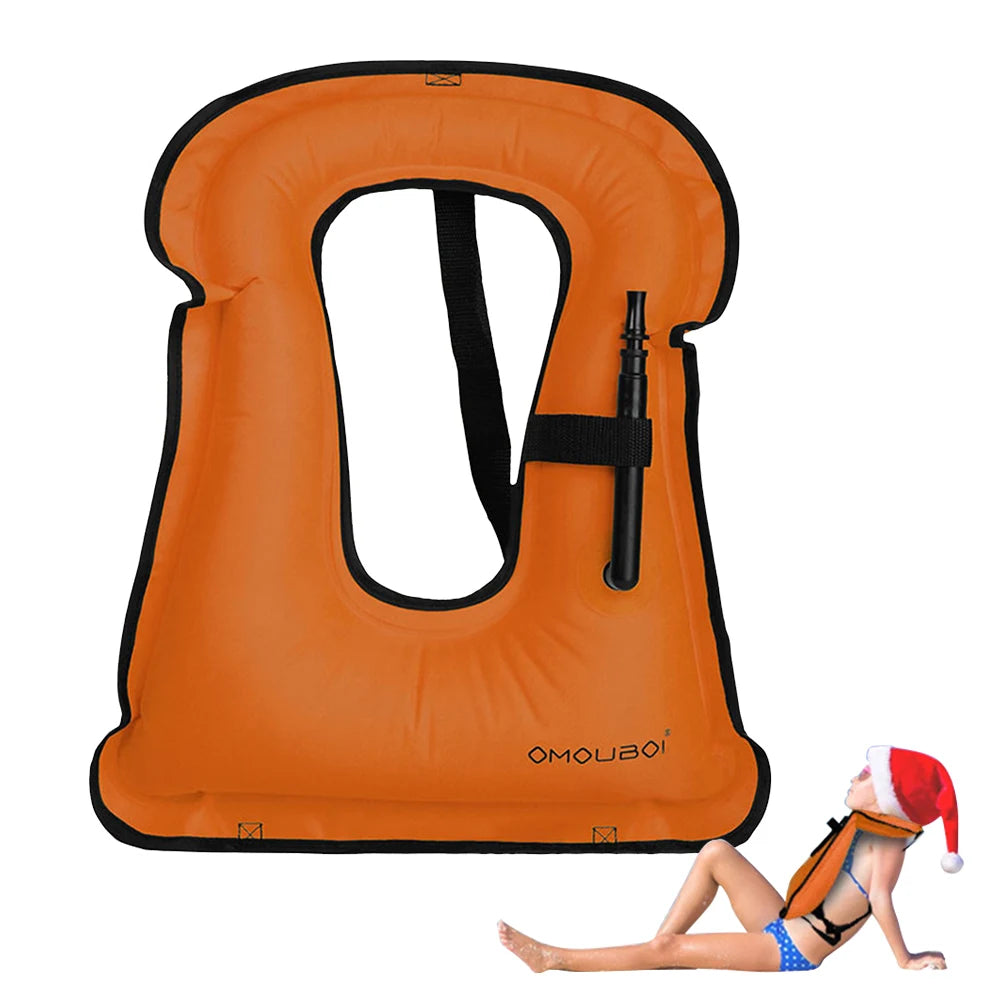 Inflatable Snorkeling Vest Adjustable Inflatable Buoyancy Vest Floating Life Vest for Snorkeling Swimming Kayaking Boating