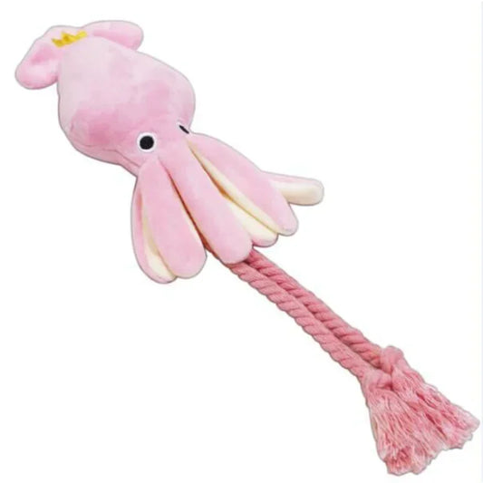 Squid Puppy Pet Dog Chew For Lovely Pink Teeth Cleaning Pet Toys Octopus Plush Toys Supplies BB Small Cute Rope Toy Dog Squeak