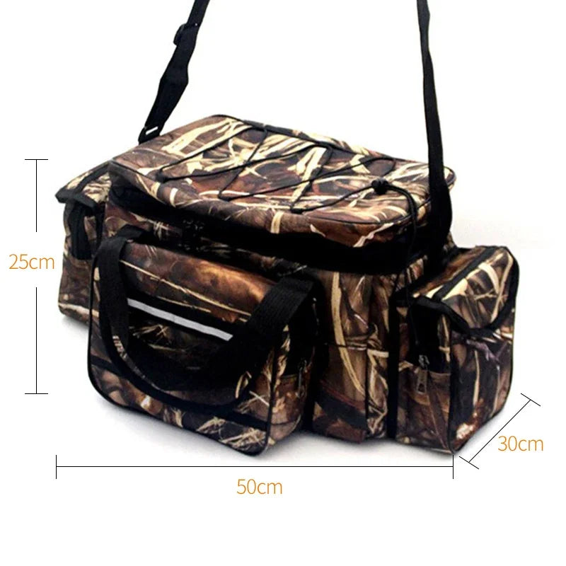 Topline Tackle Versatile Fishing Backpack 50*30*25cm Oxford Fabric Anti-Scratch Convenient Large Capacity Fishing Shoulder Bag